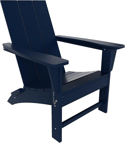 Costaelm Folding Adirondack Chairs, Outdoor Patio Adjustable Lawn Chairs, Weather Resistant Outside Firepit Chairs for Porch, Poolside, Garden, Backyard Deck, Navy Blue
