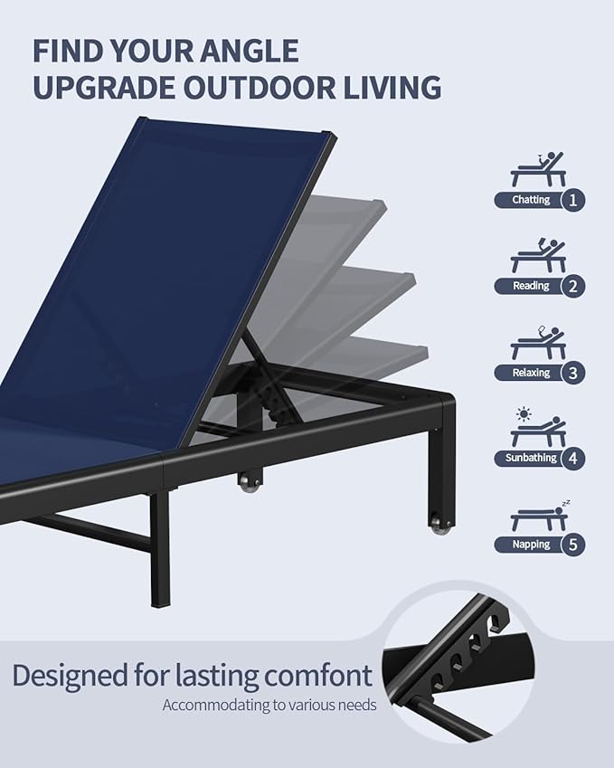 Aluminum Lounge Chairs Outdoor Chaise Furniture - Photo 6