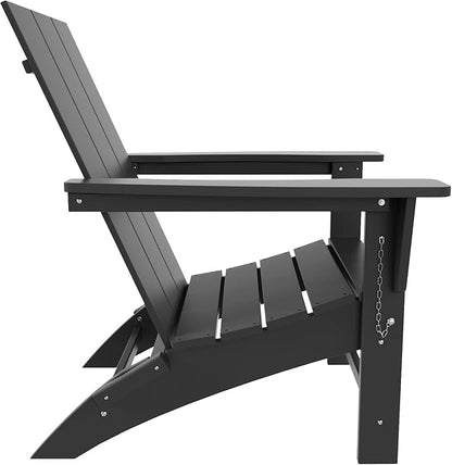 WO Home Furniture HDPE Adirondack Chair Folding Poly Lumber All Weather UV/Fade Resistant Heavy Duty for Patio, Backyard, Balcony, Garden, Lawn (Gray)…