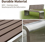 3 Seater Outdoor Metal Garden Bench with Back, Weight Capacity 1210 Lbs, Suitable for Patios, Gardens, Courtyards - Photo 5