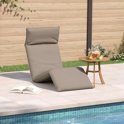 Folding Sun Lounger Taupe, 68.9x21.3x3.3 Outdoor Chaise with 5 Recline Positions, Oxford Fabric Recliner for Patio, Poolside, Beach, Camping, Backyard