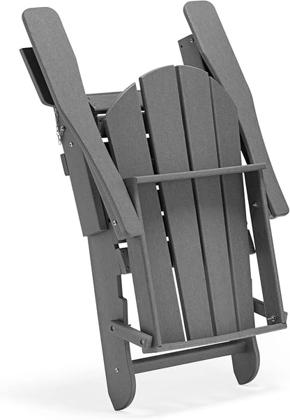 WO Home Furniture Adirondack Chair Outdoor Ottoman Set of 2 PCS Classic Patio Furniture (Gray)
