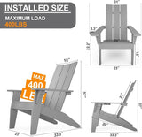 MXIMU Modern Adirondack Chairs Set of 2 Weather Resistant with Cup Holder Oversize Plastic Fire Pit Chairs Adorondic - Photo 2