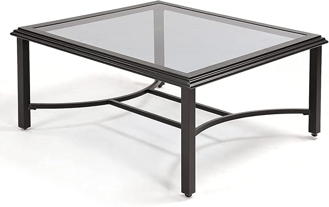 Grand patio Outdoor Glass Coffee Table,Outdoor Furniture Coffee,Patio Garden Furniture Multi-Functional Tea Table with Tempered Glass Top, for Conversation-Square (Tea Table with Glass Top)