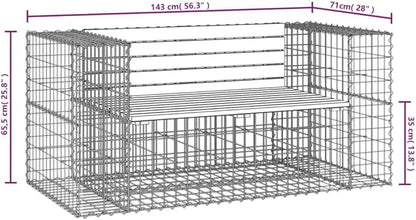Garden Bench Deck Bench Patio Bench Gabion Design 56.3"x28"x25.8" Solid Wood Douglas