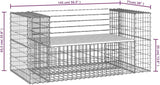 Garden Bench with Solid Douglas Wood and Galvanized Steel Frame, Rustic Gabion Design for Outdoor Patio Seating - Photo 2
