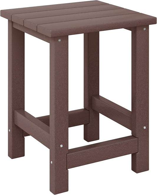 Costaelm Kids Outdoor Side Table, Small Patio HDPE Adirondack Square Table, Porch End Table for Outside Pool Garden, Dark Brown