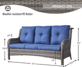 HUMMUH Outdoor Furniture 6 Pieces Patio Furniture Set Wicker Outdoor Sectional Sofa with 2 Patio Chairs, Ottomans - Photo 2