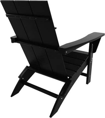 WO Home Furniture HDPE Adirondack Chair Folding Poly Lumber All Weather UV/Fade Resistant Heavy Duty for Patio, Backyard, Balcony, Garden, Lawn (Black)