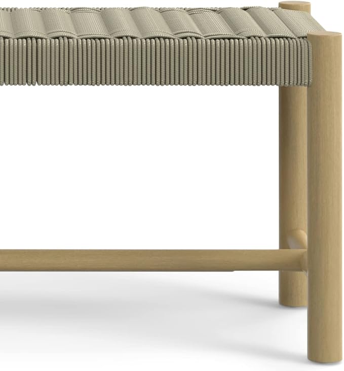 SIMPLIHOME Dahlia SOLID ACACIA WOOD 18 inch x 46 inch Contemporary Outdoor Indoor Bench in Natural Taupe for the Garden