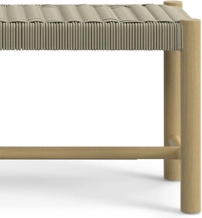 SIMPLIHOME Dahlia SOLID ACACIA WOOD 18 inch x 46 inch Contemporary Outdoor Indoor Bench in Natural Taupe for the Garden