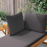 Acacia Wood Outdoor Chaise Lounge 292×73×23 cm, Dark Gray Patio Recliner with Cushion, Poolside/Terrace - Photo 3