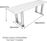 Outdoor Park Garden Bench, Solid Wood Slats and Metal Frame, Weatherproof, Suitable for Patios, Schools - Photo 2