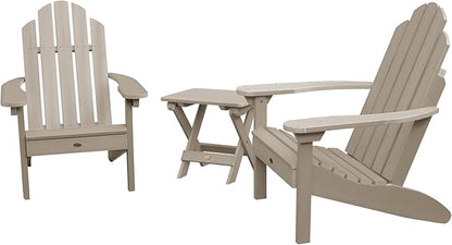 highwood 2 Classic Westport Adirondack Chairs with Folding Side Table, Eucalyptus