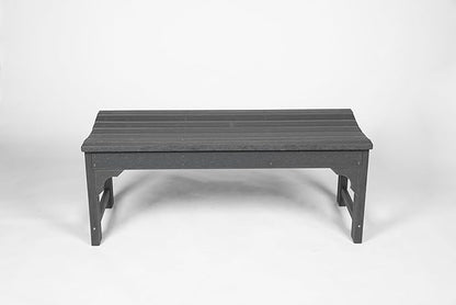 Backless HDPE Adirondack Bench with Wood Texture, Poly Lumber Seat for Patio, Backyard, Balcony, All Weather Resistant with UV Protection (Gray)