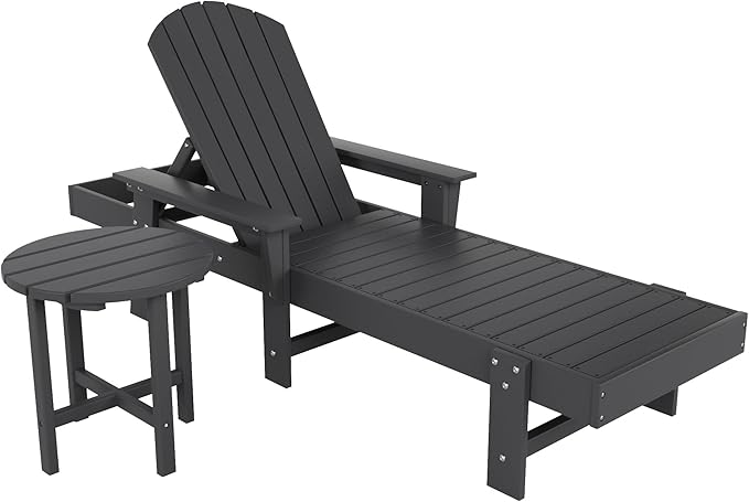 WestinTrends Dylan 2 Piece Adirondack Reclining Chaise Lounge with Arms Gray