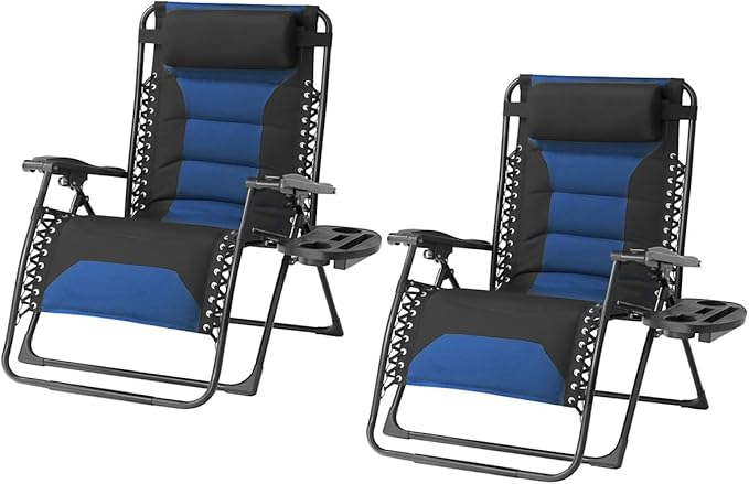 Zero Gravity Chair Set of 2 Oversized Folding Recliner - Photo 1