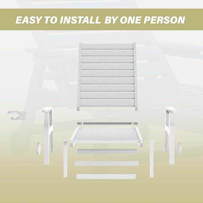 5-Position Adjustable Patio Chaise Lounge - 78'' HDPE Outdoor Lounger with Rolling Wheels & Cup Holder, Longer, Wider, Higher - Perfect for Poolside & Deck, White, 2pcs