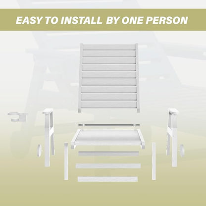 5-Position Adjustable Patio Chaise Lounge - 78'' HDPE Outdoor Lounger with Rolling Wheels & Cup Holder, Longer, Wider, Higher - Perfect for Poolside & Deck, White, 2pcs