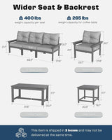 Grey HDPE Outdoor Patio Furniture Set - Photo 2
