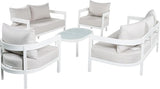 Merax 5 Piece Patio Outdoor Furniture Set, All-Weather Curved Aluminum 3-Seater Sofa Bed, Loveseat Sofa - Photo 3