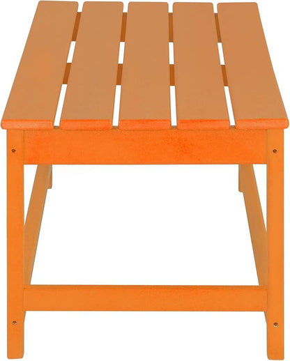 WO Home Furniture Adirondack Chairs Table Set of 3 PCS Outdoor Folding Chairs Coffee Table Weather/UV Resistant for Lawn, Garden, Bon Fire, Balcony (Orange)