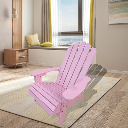 TRIPLE TREE Wood Children Adirondack Chair,Ergonomic All-Weather Adirondack Chairs,Durable Lounge Chair Outdoor for Garden,Lawn,Indoor,Pink