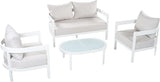 Merax 4 Piece Patio Outdoor Furniture Set, All-Weather Curved Aluminum Loveseat Sofa, 2 Armchairs w/Coushions - Photo 3