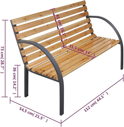 Patio Benches Patio Bench 44.1" Solid Wood Fir,Sturdy Fir Wood Outdoor Bench for Relaxing in Garden or Patio Outdoor Furniture & Accessories