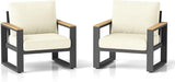 RoyalCraft Aluminum Outdoor Patio Chair, 2 Pieces All-Weather Metal Patio Sofa with Height-Adjustable Feet - Photo 3