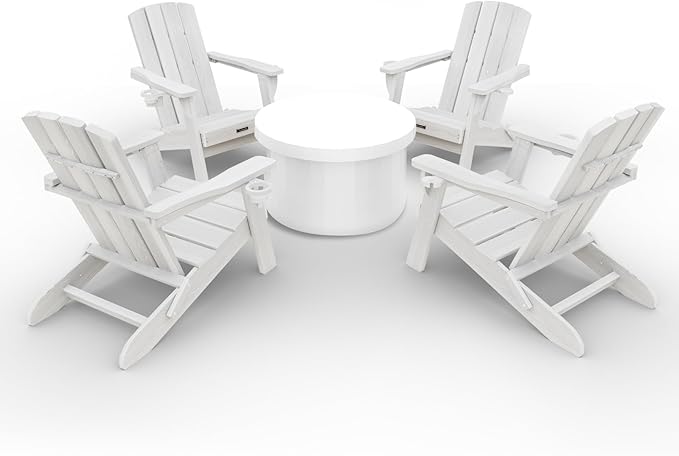 Folding Adirondack Chair Wood Texture 4 Pack, HDPE All-Weather Fire Pit Chairs - Photo 1
