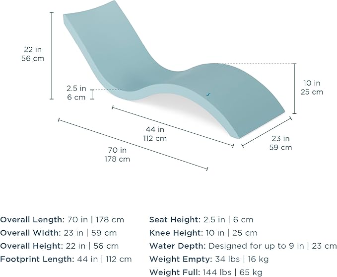 Ledge Lounger - Signature Chaise - Inside Pool & Sun Shelf Lounge Chair - Designed for Shallow Shelves Up to 9” - Photo 6