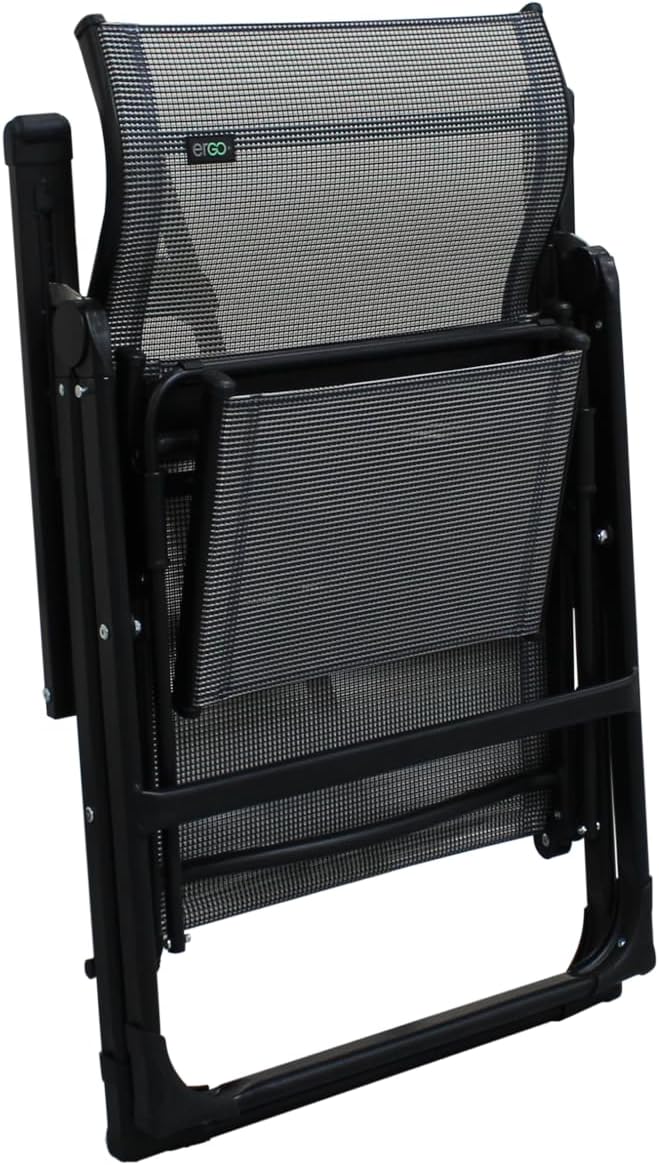 Caravan Sports Ergo+ - Adjustable Outdoor Patio Camping Lounge with Footrest & Headrest, Steel Frame Weather-Resistant Fabric – Folding Outdoor Chair