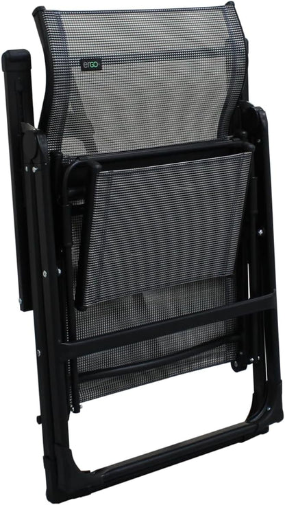 Caravan Sports Ergo+ - Adjustable Outdoor Patio Camping Lounge with Footrest & Headrest, Steel Frame Weather-Resistant Fabric – Folding Outdoor Chair