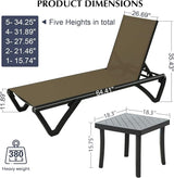 Domi Pool Lounge Chairs Set of 3, Aluminum Chaise Lounge Outdoor with Side Table - Photo 2