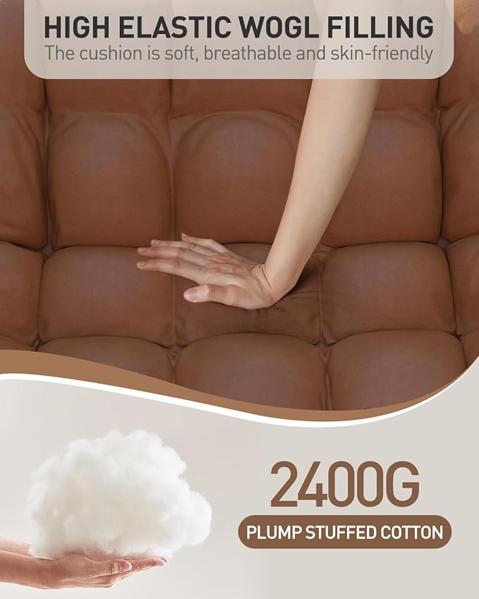 Oversized Indoor Rocking Chair, Plush Papasan Chair with Comfy Padded Cushions & Side Pocket, for Patio Garden, Porch - Photo 4