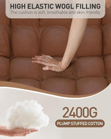 Oversized Indoor Rocking Chair, Plush Papasan Chair with Comfy Padded Cushions & Side Pocket, for Patio Garden, Porch - Photo 4