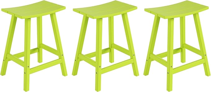 WestinTrends Malibu Malibu 24 Inch Counter High Saddle Stools (Set of 3), Lime