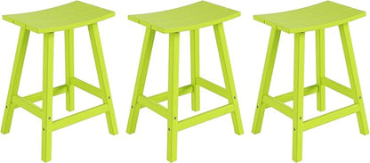 WestinTrends Malibu Malibu 24 Inch Counter High Saddle Stools (Set of 3), Lime