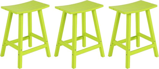 WestinTrends Malibu Malibu 24 Inch Counter High Saddle Stools (Set of 3), Lime