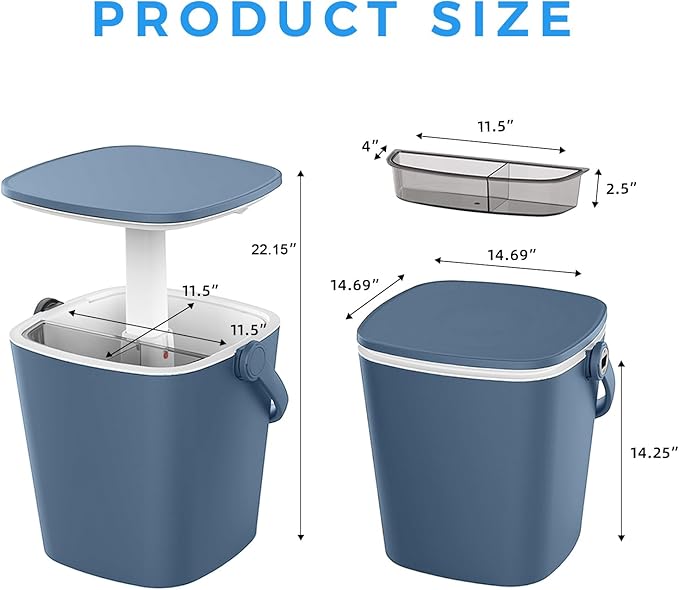 Outdoor Cool Bar Table with Adjustable Height,4-Gallon All-Weather Ice & Wine Cooler,Multi-Functional Patio Cocktail Station for Camping, Backyard & Parties