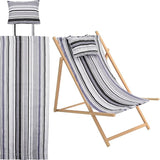 GORGECRAFT Beach Sling Chair Canvas Cloth with Pillow 44x17 Grey and Black Stripes Casual Lounge Chair Replacement - Photo 1