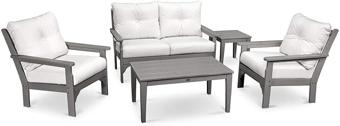 Vineyard 5-Piece Deep Seating Set (Black/Canvas Granite) - Photo 3