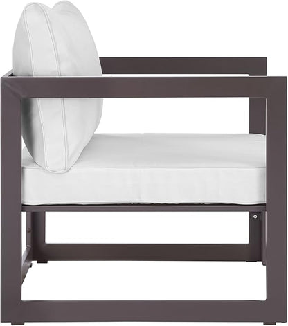 Modway EEI-1517 Fortuna Aluminum Outdoor Patio Armchair in Brown White