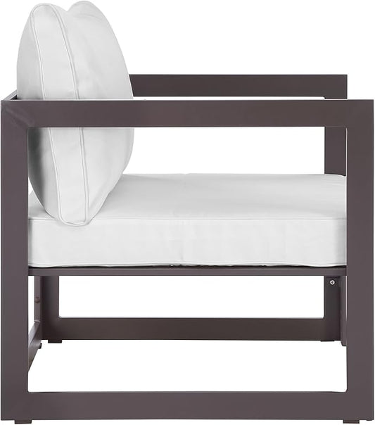 Modway EEI-1517 Fortuna Aluminum Outdoor Patio Armchair in Brown White
