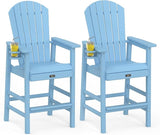 VINGLI Tall Adirondack Chairs Set of 2, All-Weather Plastic Adirondack Chair with Cup Holders - Photo 6