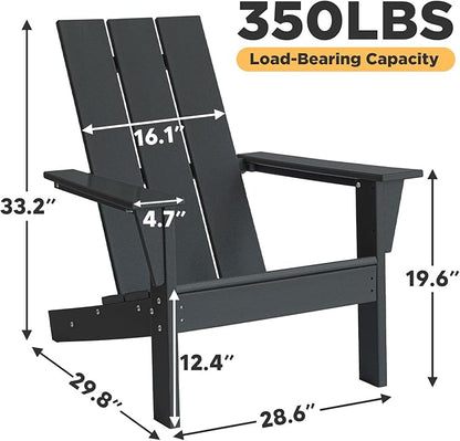 PROHIKER Adirondack Chair, HDPE Patio Chair, All Weather Outdoor Chairs for Lawn Garden Porch Backyard(Black)