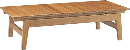 Modway Bayport Teak Wood Outdoor Patio Coffee Table in Natural