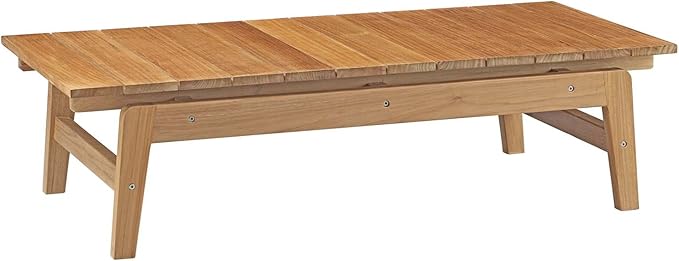 Modway Bayport Teak Wood Outdoor Patio Coffee Table in Natural - Photo 4