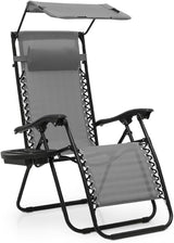 Athena Collection Folding Zero Gravity Chair with Canopy, Adjustable Lounge Chair Recliner - Photo 1